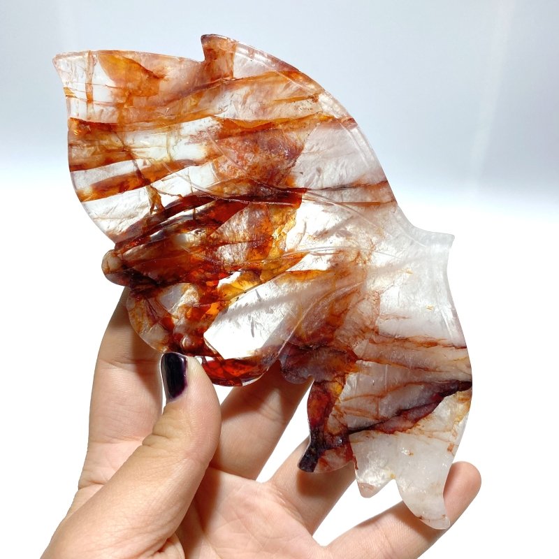 Fire Quartz Butterfly Wing Carving With Stand - Wholesale Crystals