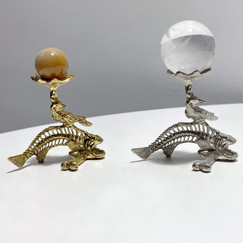 Fish Bones With Birds Crystal Sphere Stand Wholesale - Wholesale Crystals