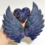 Fluorite Mixed Blue Apatite Heart Wing Carving With Stand -Wholesale Crystals