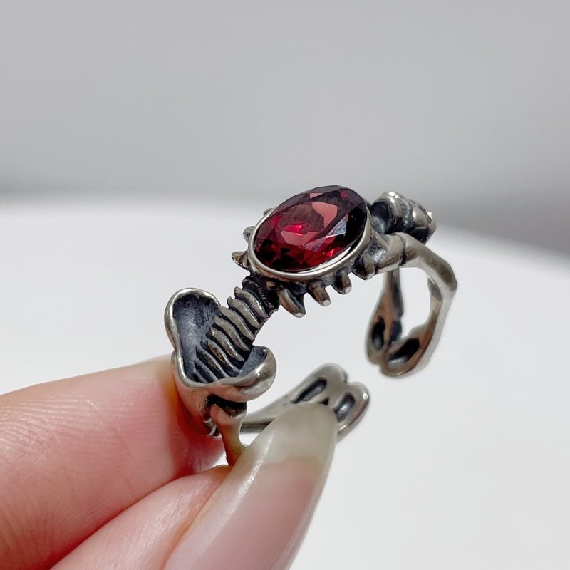 #G4 Silver Rings Skeleton Shape Wholesale Sunstone Garnet Amethyst Tourmaline Citrine Topaz - Wholesale Crystals