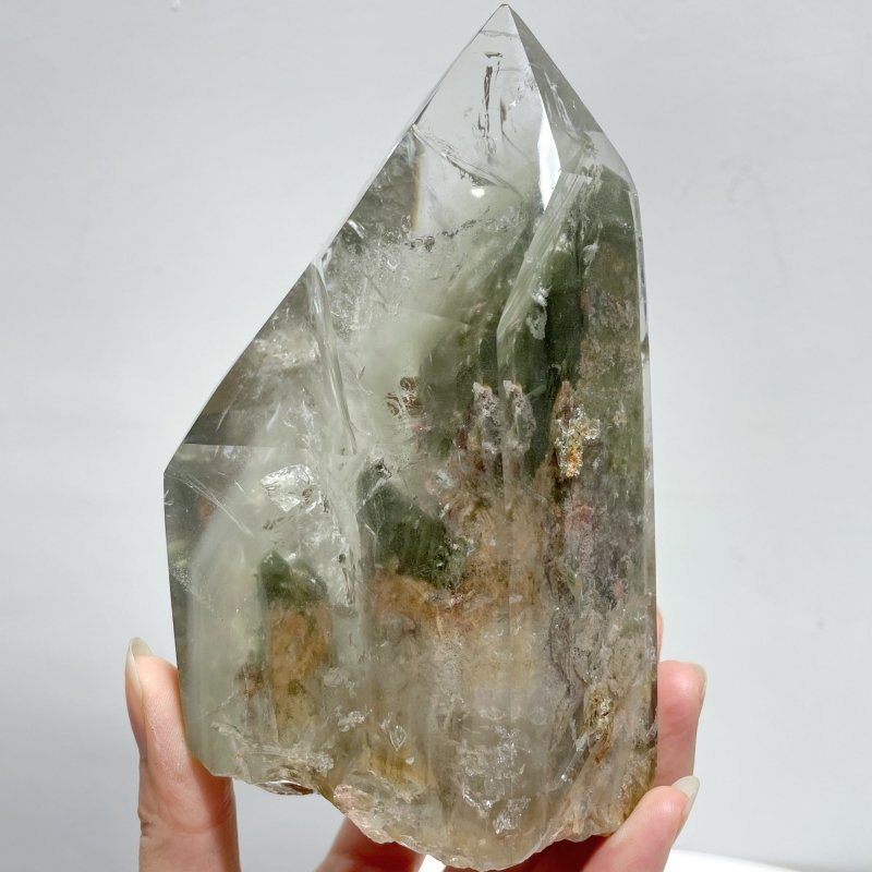 Garden Quartz Raw Bottom Point With Stand #1 - Wholesale Crystals