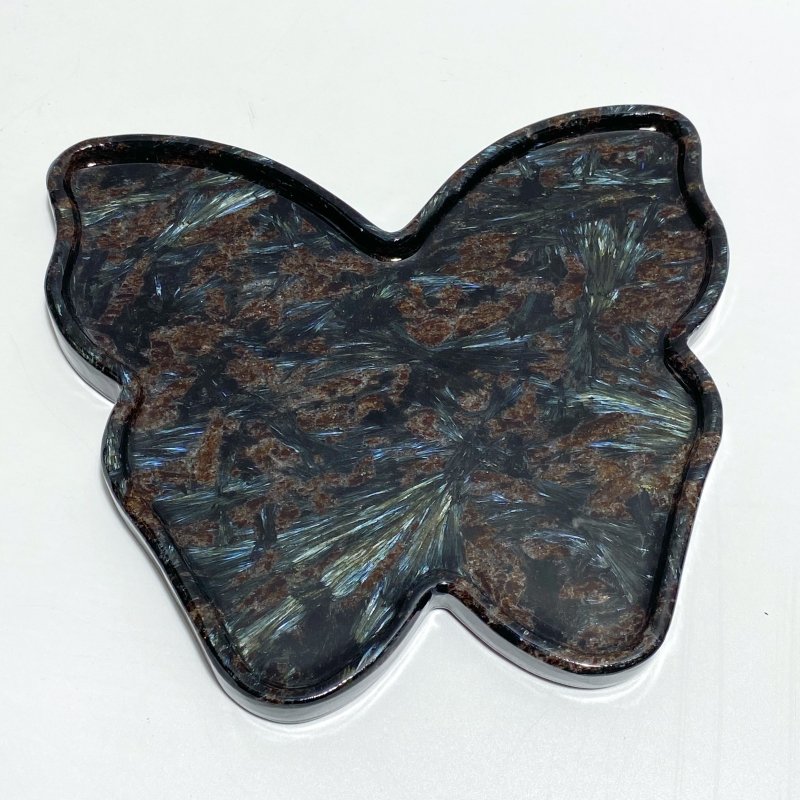 Garnet Mixed Astrophyllite Butterfly Plate Home Decor Wholesale - Wholesale Crystals