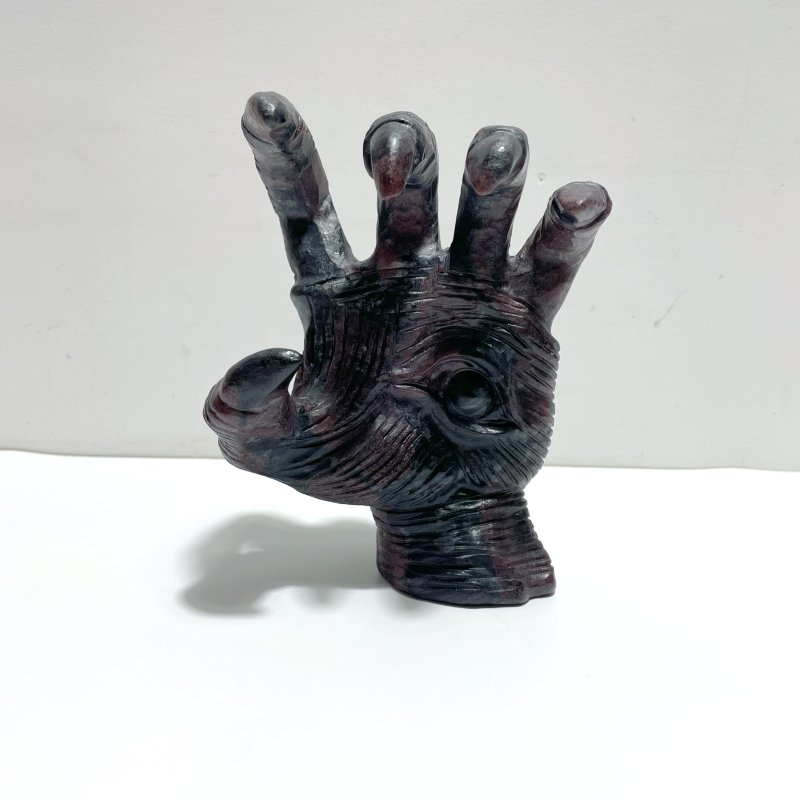 Garnet Mixed Astrophyllite Witchcore Demon Hand Carving - Wholesale Crystals