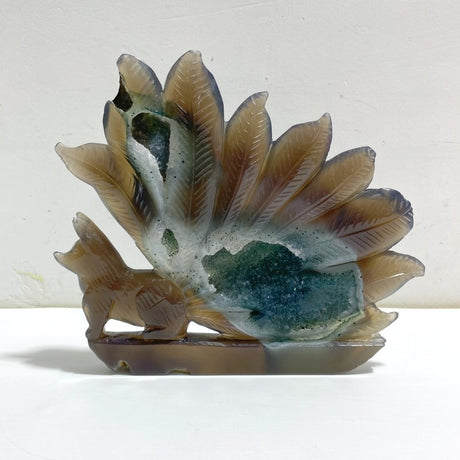 Geode Agate Druzy Nine - tailed Fox Carving 12 - Wholesale Crystals