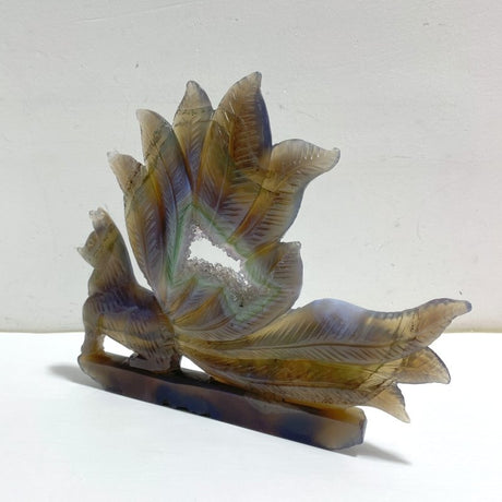 Geode Agate Druzy Nine - tailed Fox Carving 15 - Wholesale Crystals