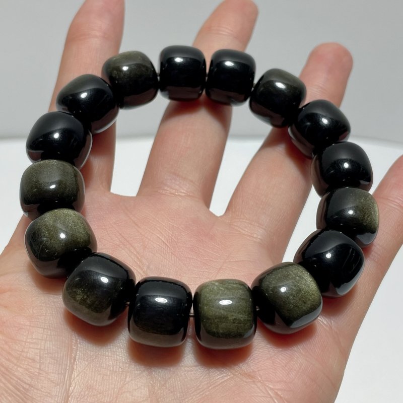 Gold Sheen Obsidian Cube Bracelet Wholesale - Wholesale Crystals