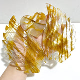 Golden Hematoid Quartz Heart Wing Carving With Stand Fire Quartz -Wholesale Crystals
