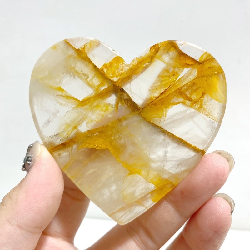 Golden Hematoid Quartz Heart Wing Carving With Stand Fire Quartz -Wholesale Crystals