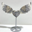 Gray Lace Agate Heart Wing Carving With Stand -Wholesale Crystals