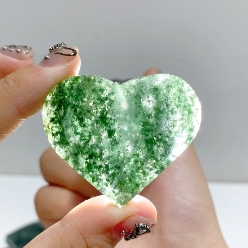 Green Mica Mixed Quartz Heart Wholesale -Wholesale Crystals