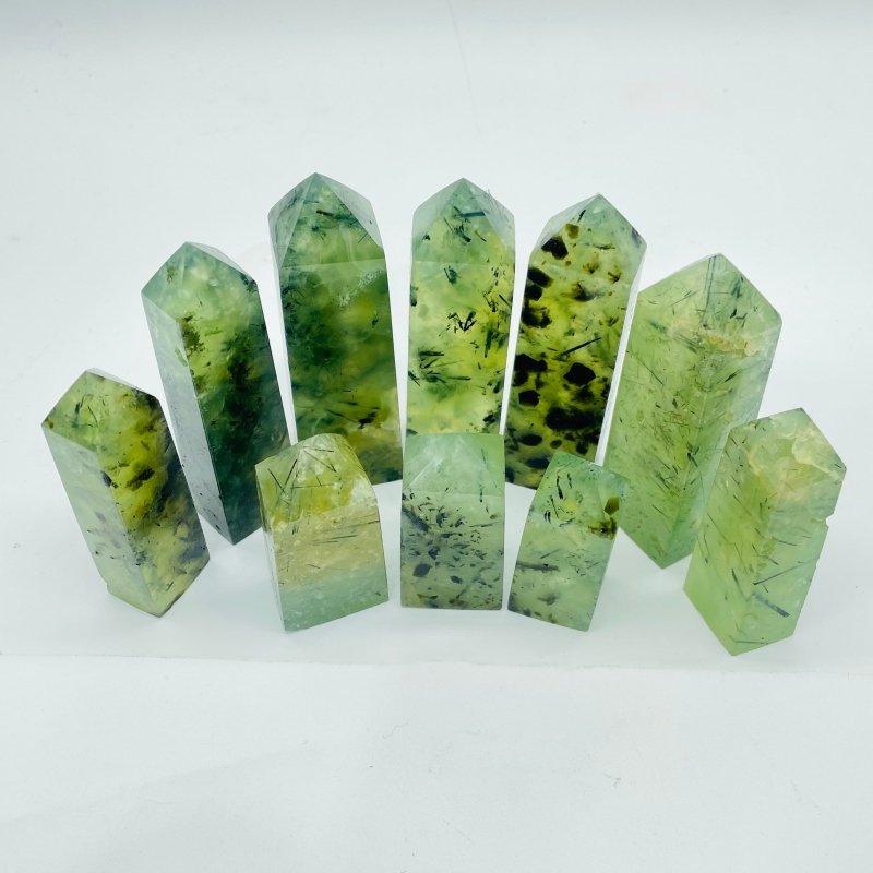 Green Prehnite Four Sided Tower Point Wholesale -Wholesale Crystals