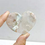 Green Sakura Flower Agate Heart Wing Carving With Stand - Wholesale Crystals