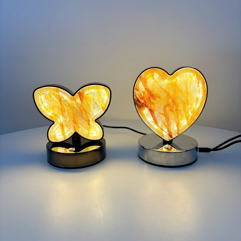 Hematoid Quartz LED Table Lamp Moon Heart & Butterfly Shape - Wholesale Crystals