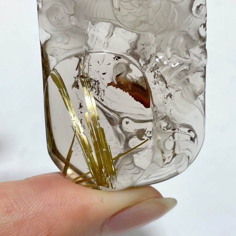 High Grade Chinese Dragon Rutile Pendant Carving - Wholesale Crystals