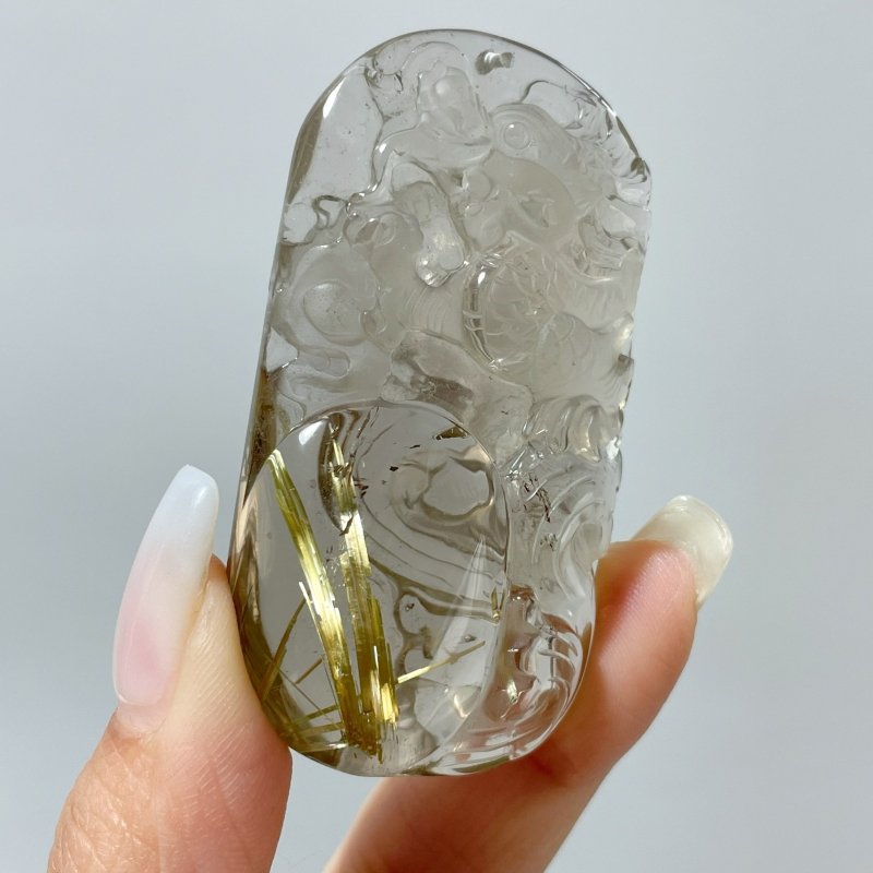 High Grade Chinese Dragon Rutile Pendant Carving - Wholesale Crystals