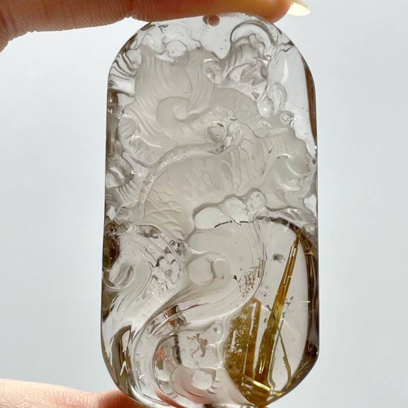 High Grade Chinese Dragon Rutile Pendant Carving - Wholesale Crystals