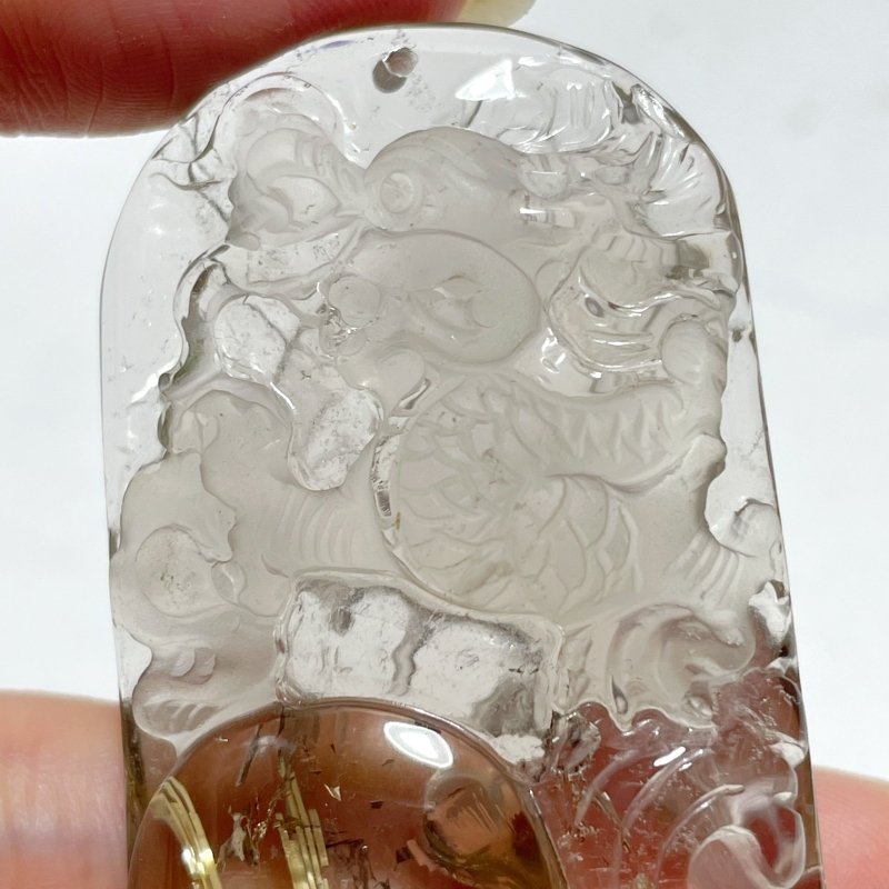 High Grade Chinese Dragon Rutile Pendant Carving - Wholesale Crystals