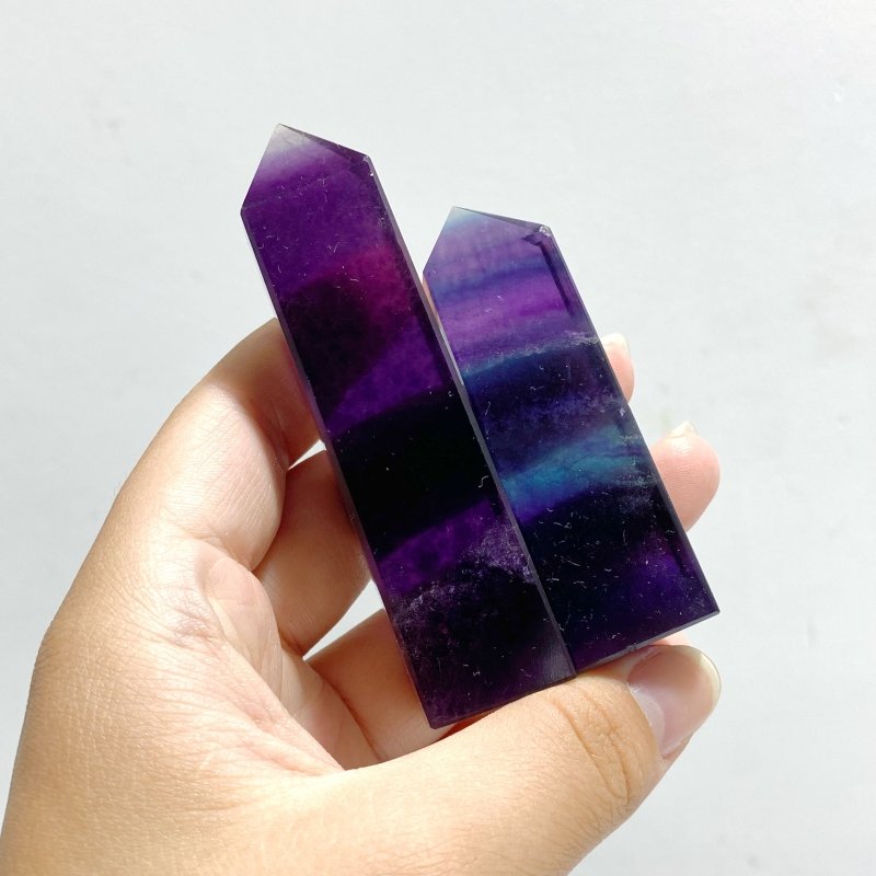 High Quality 5-8cm Rainbow Fluorite Four-sided Tower Point Wholesale -Wholesale Crystals