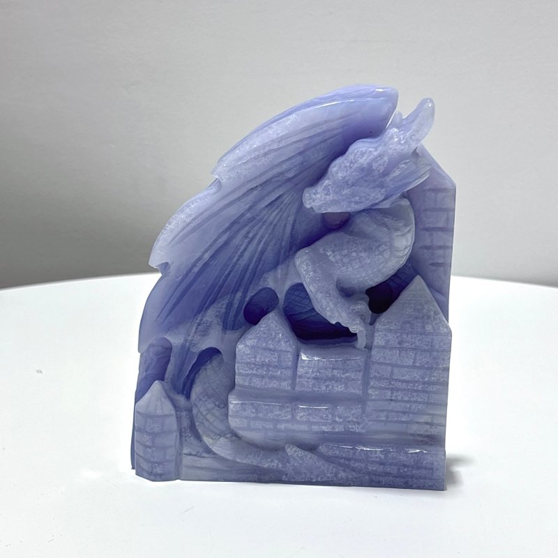 High Quality Blue Lace Agate Dragon Castle Carving - Wholesale Crystals