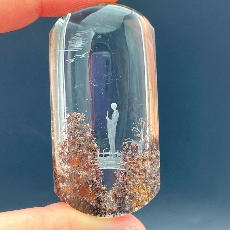 High Quality Buddhist Monk Bodhi Kensho Garden Quartz Inner Scene Carving(HGUD07) - Wholesale Crystals