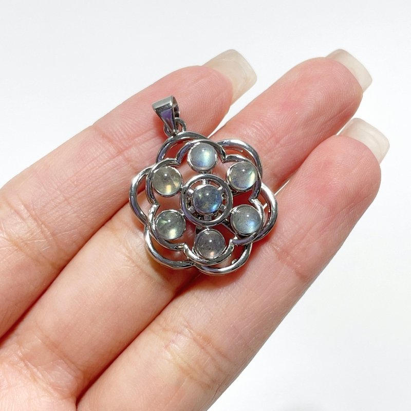 Labradorite Flower Shape Rotatable Pendant Wholesale - Wholesale Crystals