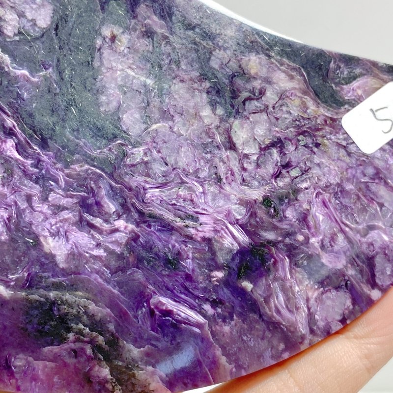 Large Charoite Moon Carving With Stand 5 -Wholesale Crystals