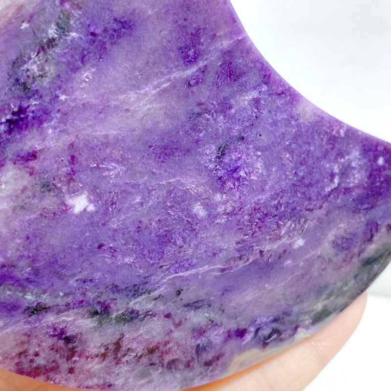 Large Charoite Moon Carving With Stand -Wholesale Crystals