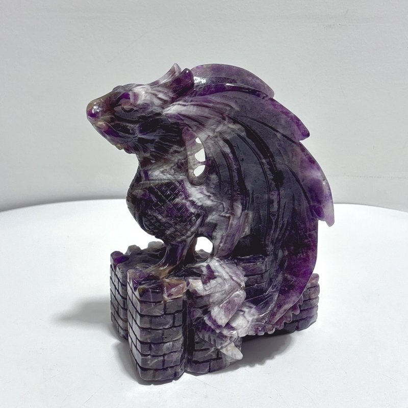 Large Chevron Amethyst Dragon Castle Carving - Wholesale Crystals