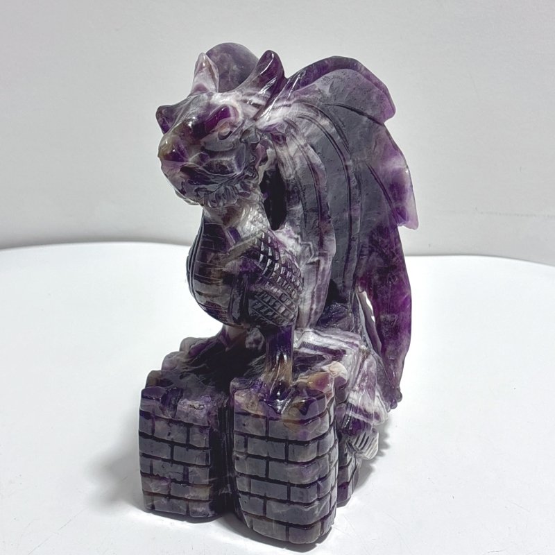 Large Chevron Amethyst Dragon Castle Carving - Wholesale Crystals