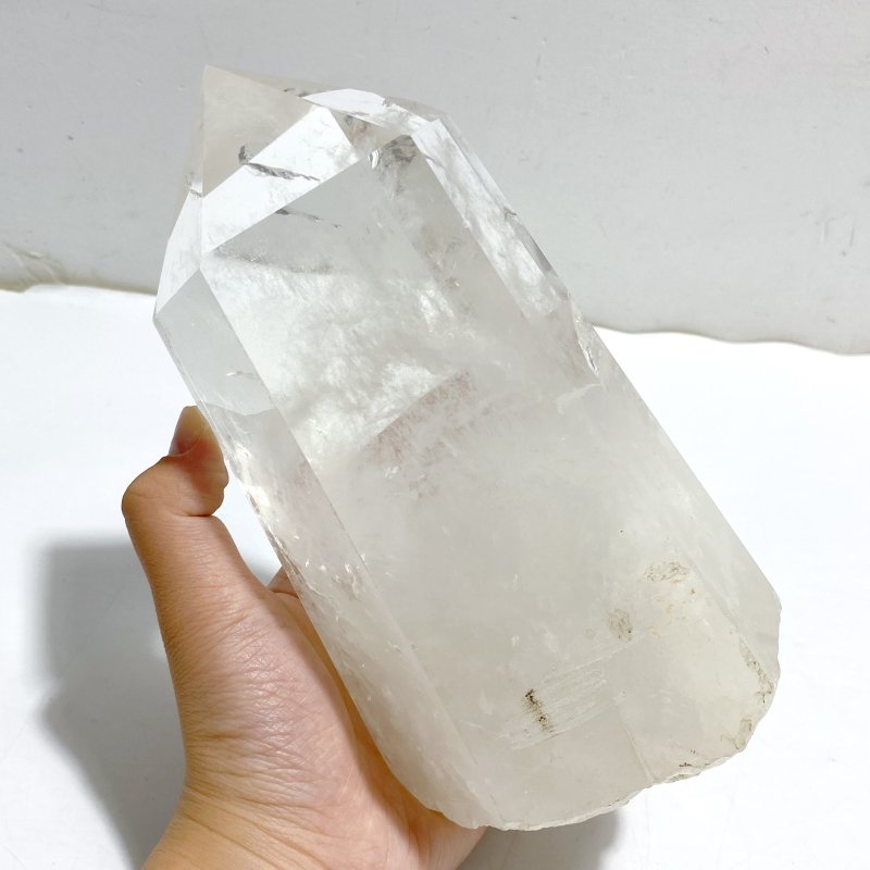 Large Clear Quartz Point Raw Bottom With Stand B2 -Wholesale Crystals