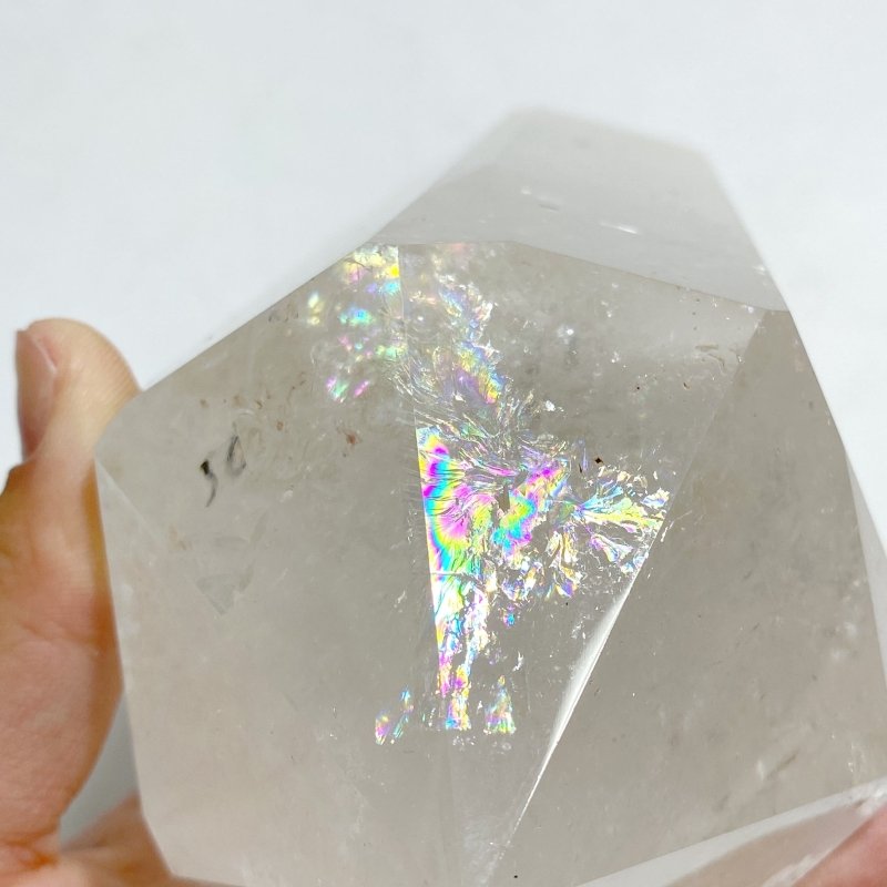 Large Clear Quartz Point With Rainbow Raw Bottom With Stand B1 -Wholesale Crystals