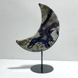 Large Geode Druzy Volcano Agate Moon Carving With Stand(UV - Reactive) 2 - Wholesale Crystals