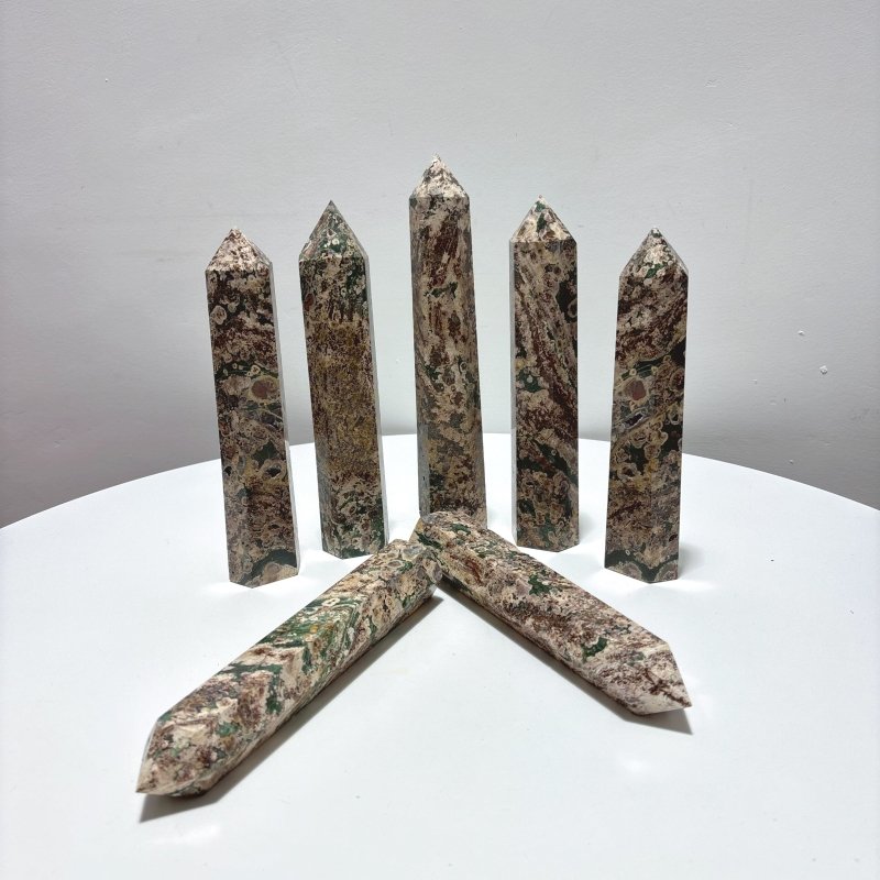 Large Green Flower Jasper Points Tower Wholesale - Wholesale Crystals