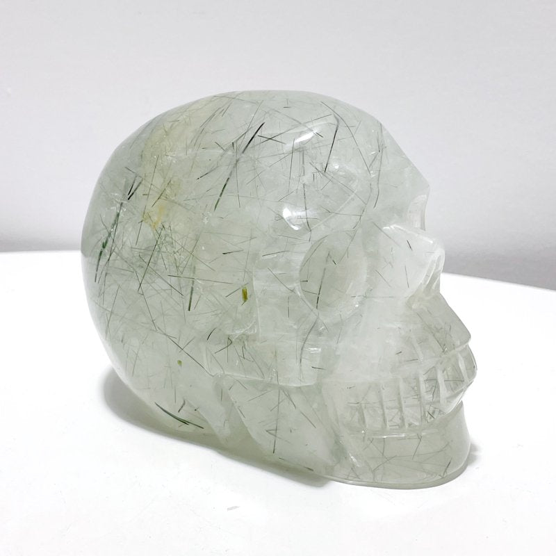 Large Green Tourmaline Quartz Skull Carving - Wholesale Crystals