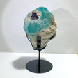 Large Raw Amazonite Mixed Black Tourmaline Specimen With Stand - Wholesale Crystals