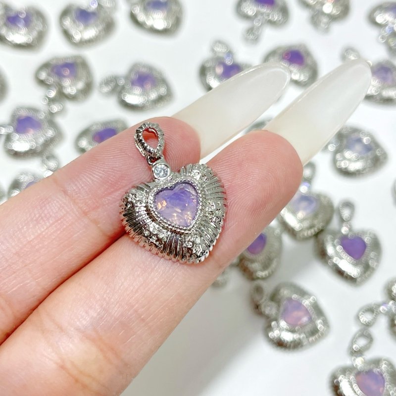 Lavender Quartz Scorolite Heart Cut Faceted Pendant Wholesale - Wholesale Crystals