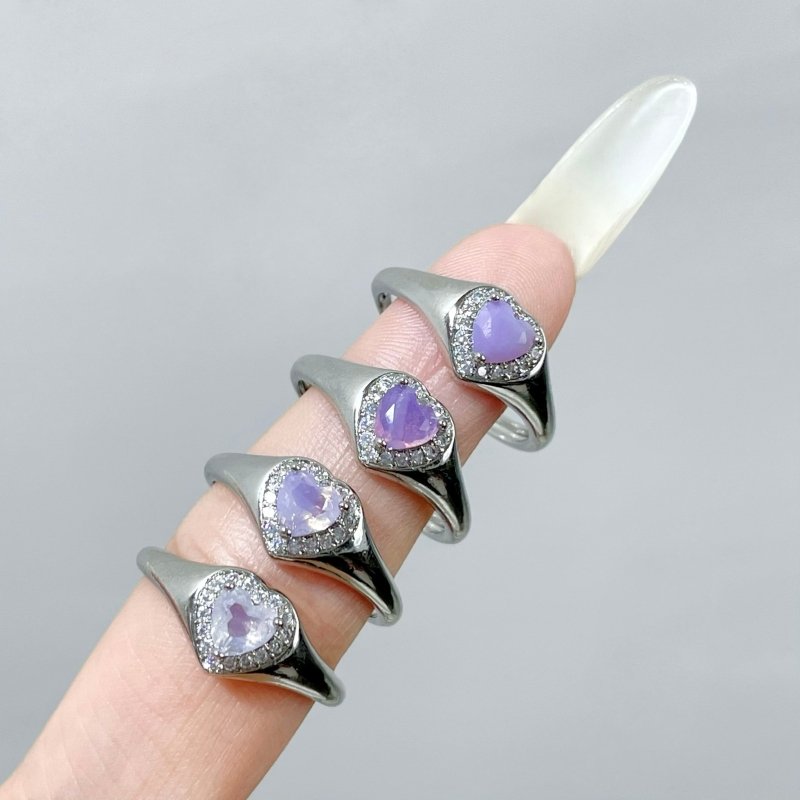 Lavender Quartz Scorolite Heart Cut Faceted Ring Wholesale - Wholesale Crystals