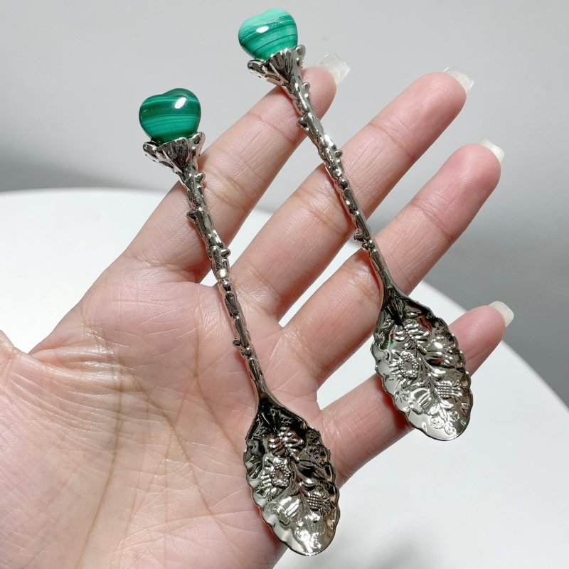 Malachite Silver Coffee Spoon Wholesale - Wholesale Crystals