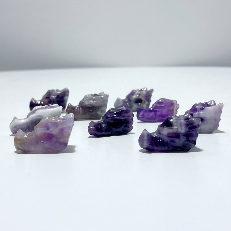 Mini Chevron Amethyst Dragon Head Carving Wholesale - Wholesale Crystals