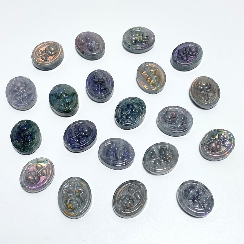 Mini Colorful Flash Labradorite Rose Carving Wholesale - Wholesale Crystals