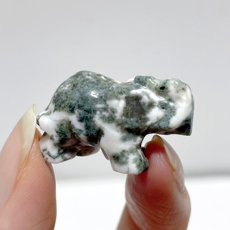 Mini Moss Agate Elephant Carving Wholesale - Wholesale Crystals