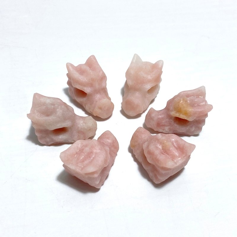 Mini Pink Opal Howlite Dragon Head Carving Wholesale - Wholesale Crystals