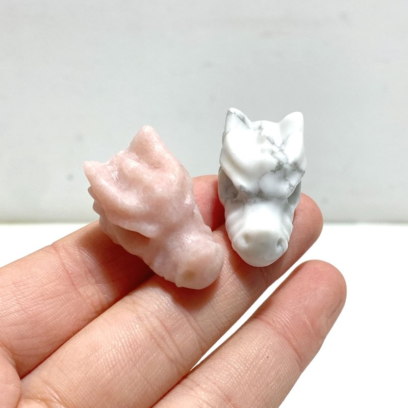 Mini Pink Opal Howlite Dragon Head Carving Wholesale - Wholesale Crystals