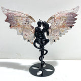 Morocco Agate Demon And Angel Wing Carving With Stand - Wholesale Crystals