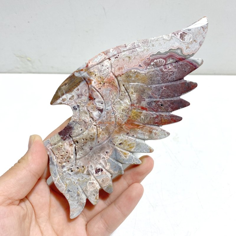 Morocco Agate Demon And Angel Wing Carving With Stand - Wholesale Crystals