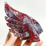 Morocco Agate Heart Wing Carving With Stand -Wholesale Crystals