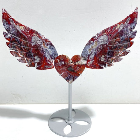 Morocco Agate Heart Wing Carving With Stand -Wholesale Crystals