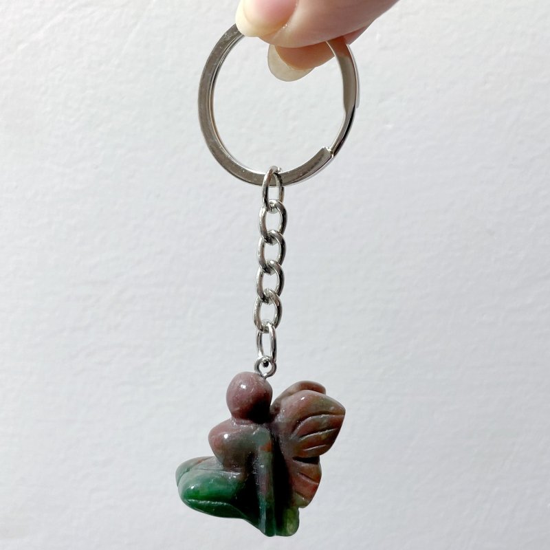 Moss Agate Butterfly Fairy Keychain Wholesale Caribbean Calcite Green Aventurine - Wholesale Crystals