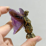 Moss Agate & Chevron Amethyst Crystal Butterfly Fairy Carving -Wholesale Crystals