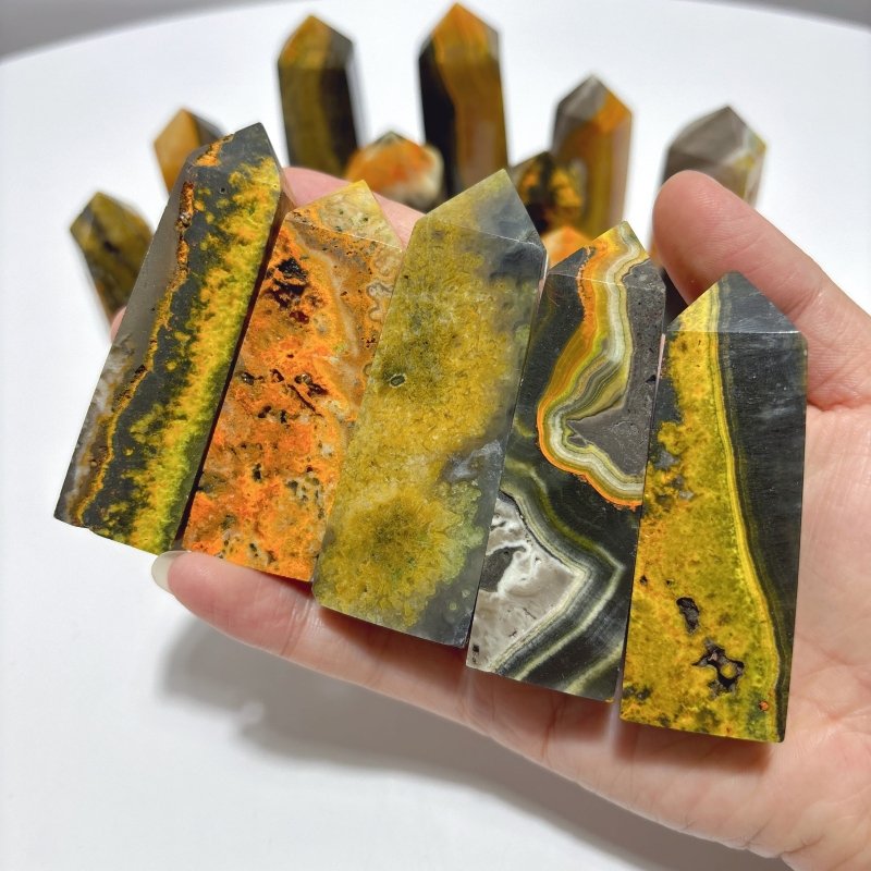 Natural Bumble Bee Stone Jasper Tower Point Wholesale - Wholesale Crystals